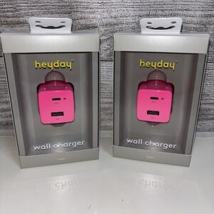Heyday 2-Port fast charging 25W Wall Charger Dual Ports Neon Pink 2 Pack!